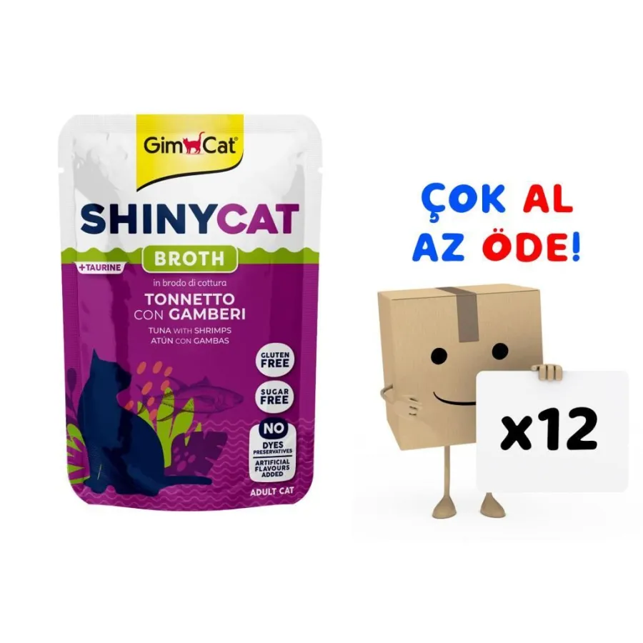 Gimcat Shinycat Tuna with Shrimps Karidesli Pouch Mama 70 gr 12'li Paket