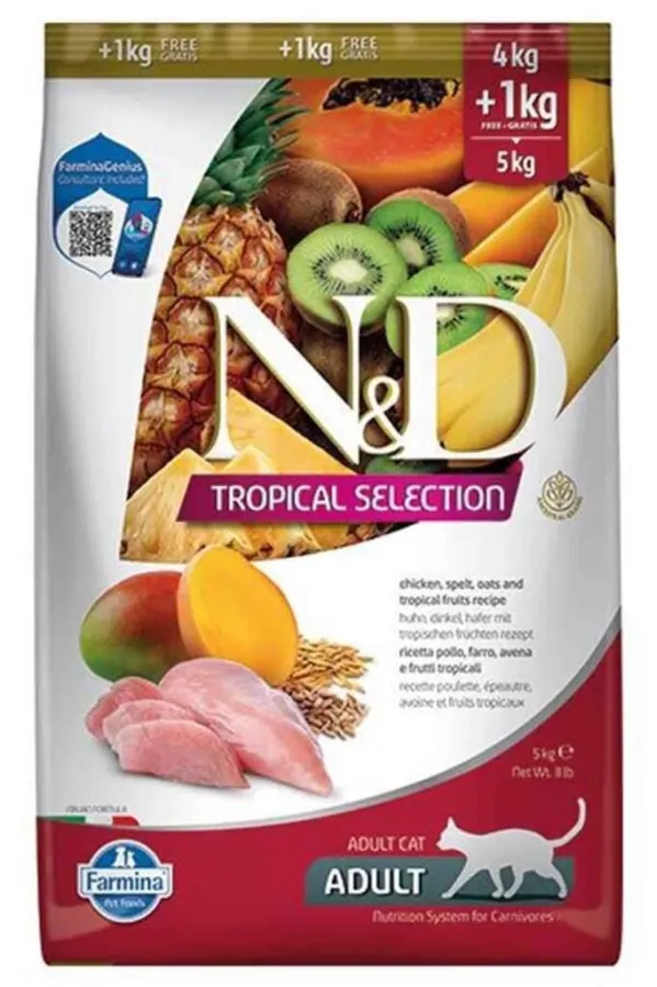 ND Tropical Selection Tavuklu Yetişkin Kedi Maması 4kg + 1k