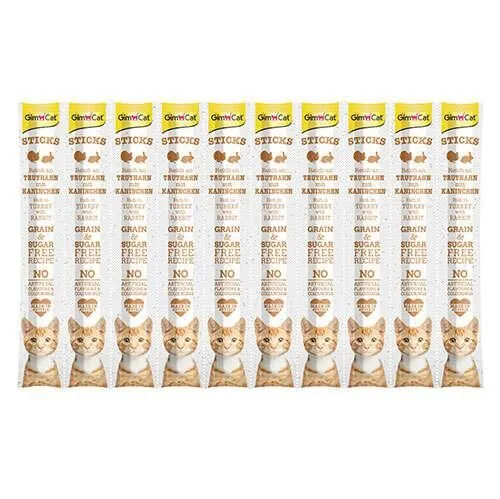 GimCat Sticks Hindi ve Tavsan Etli Kedi Ödül Çubugu 50 Gr 10'lu