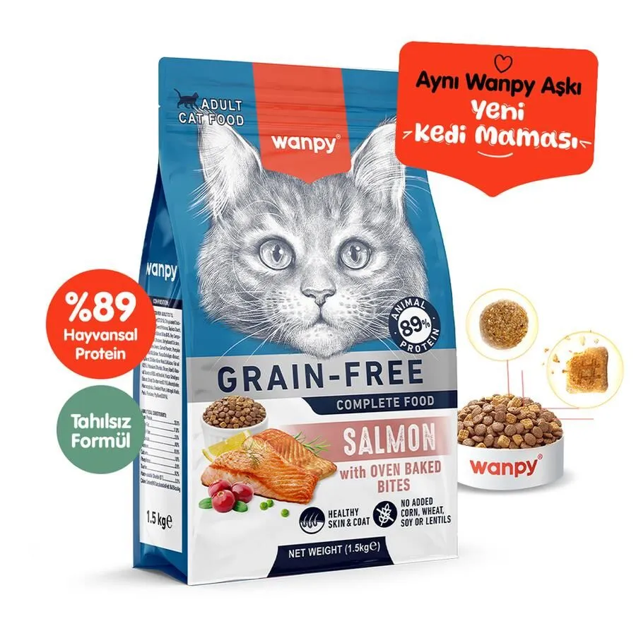 Wanpy Tahılsız Somonlu Yetişkin Kedi Maması 1,5 Kg