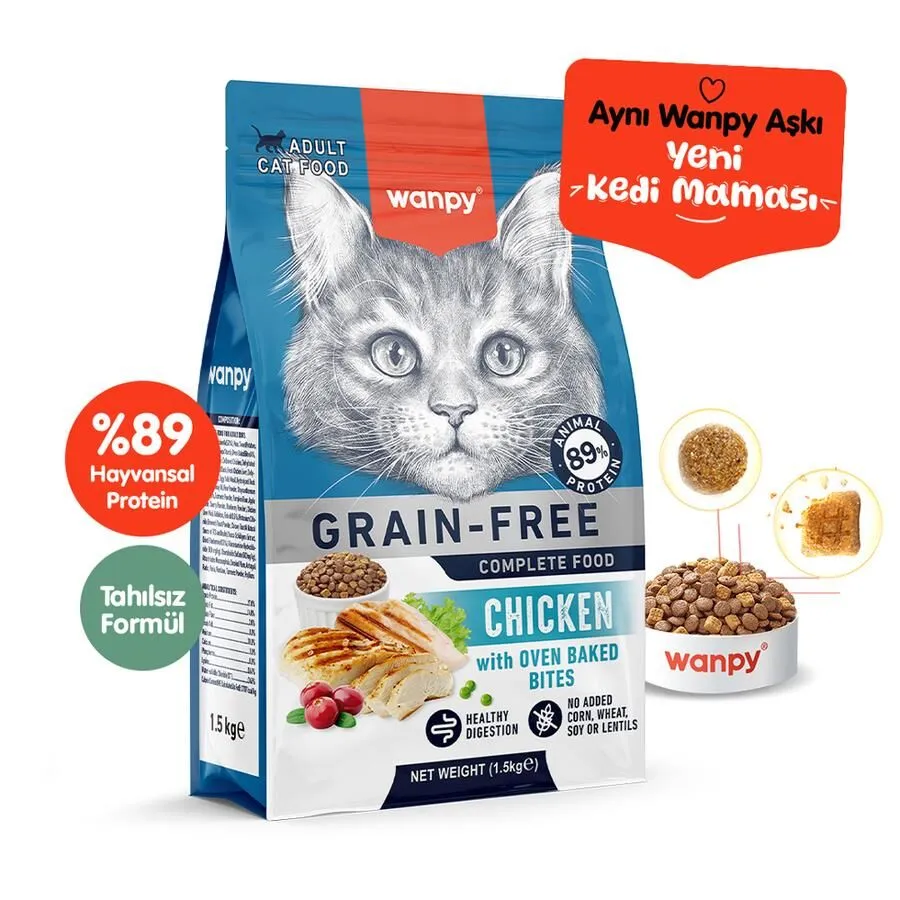 Wanpy Tahılsız Tavuklu Yetişkin Kedi Maması 1,5 Kg