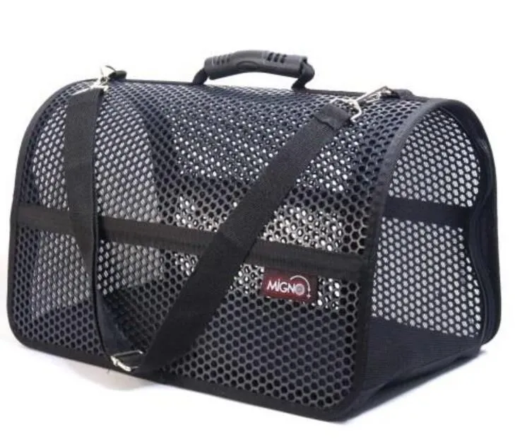 MİGNO FLYBAG Voyager Fileli Kedi Köpek Taşıma Çantası - Siyah