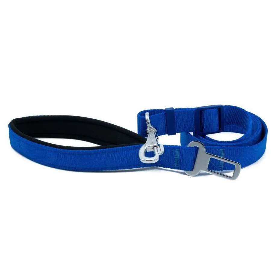Doggie Dokumadan El Yapımı Emniyet Kemerli Köpek Gezdirme Aparatı 2,5x80-120cm - Royal Mavi