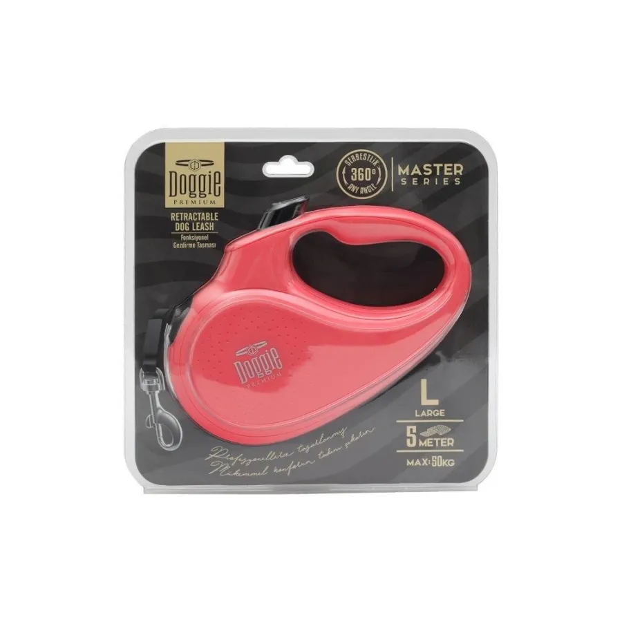 Doggie Otomatik Uzatma Tasması Master Seri Pembe 50Kg/5Mt