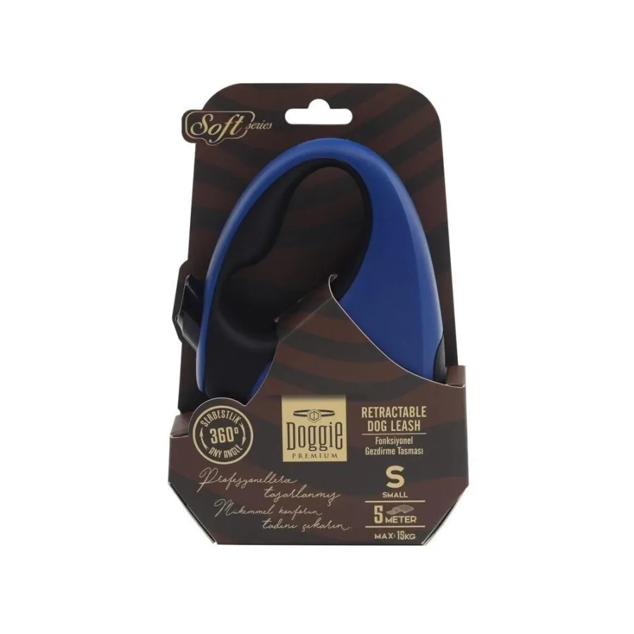 Doggie Otomatik Uzatma Tasması Soft Seri Royalmavi 15Kg/5Mt