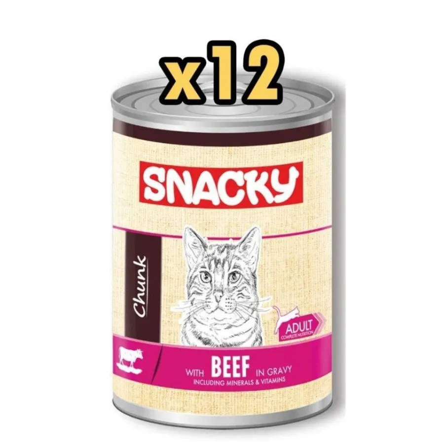Snacky Chunk Sığır Etli Yetişkin Kedi Konservesi 400 gr 12'li Paket
