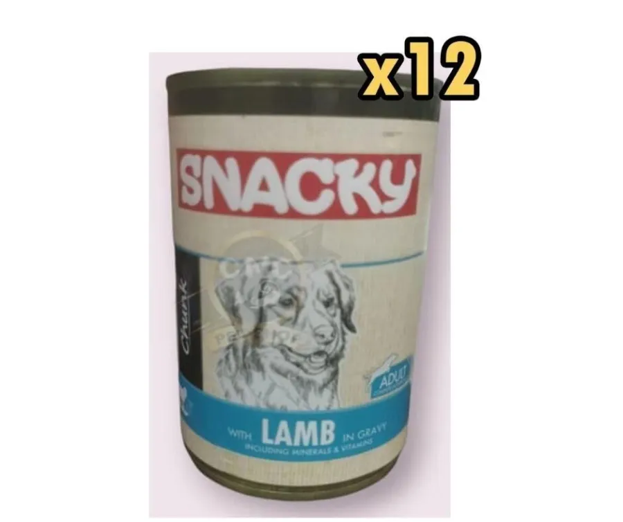 Snacky Chunk Soslu Kuzulu Yetişkin Köpek Konservesi 400 gr 12'li Paket