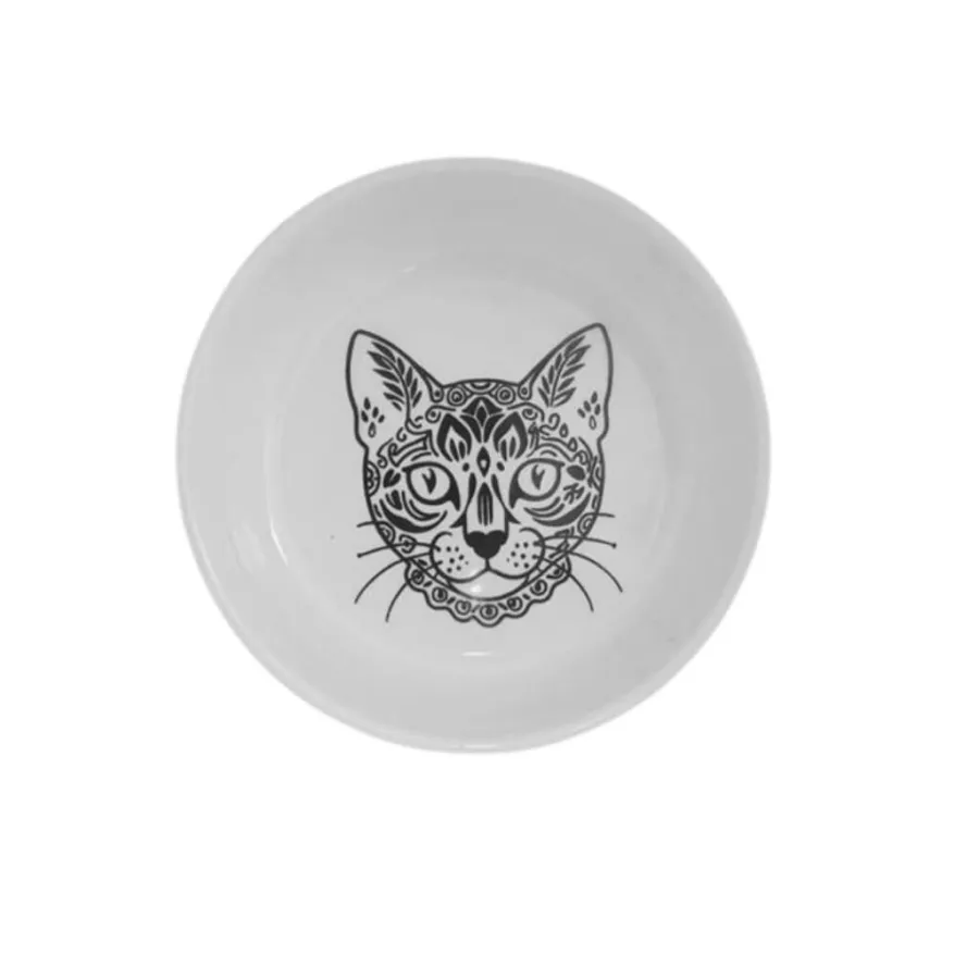 Raccoon Kedi Figürlü Seramik Mama ve Su Kabı 250 Ml