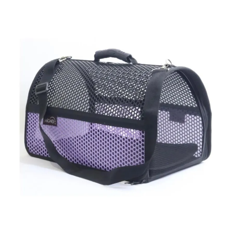 MİGNO FLYBAG Voyager Fileli Kedi Köpek Taşıma Çantası - Mor-Siyah