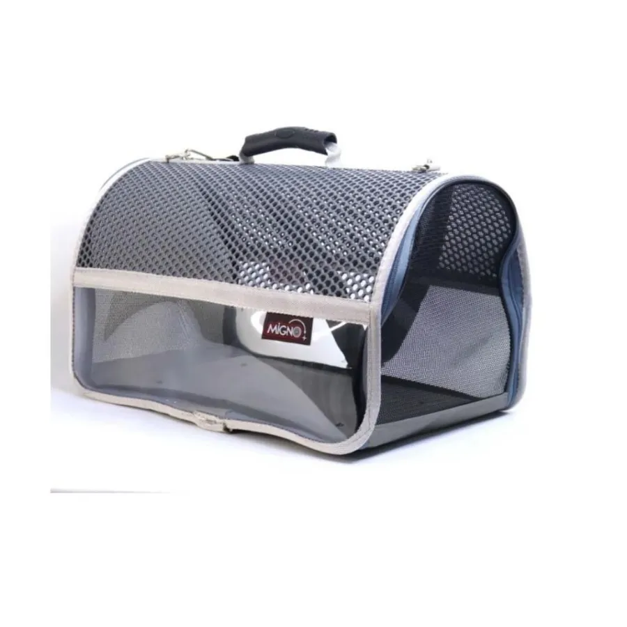 MİGNO FLYBAG Şeffaf Fileli Kedi Köpek Taşıma Çantası - Gri