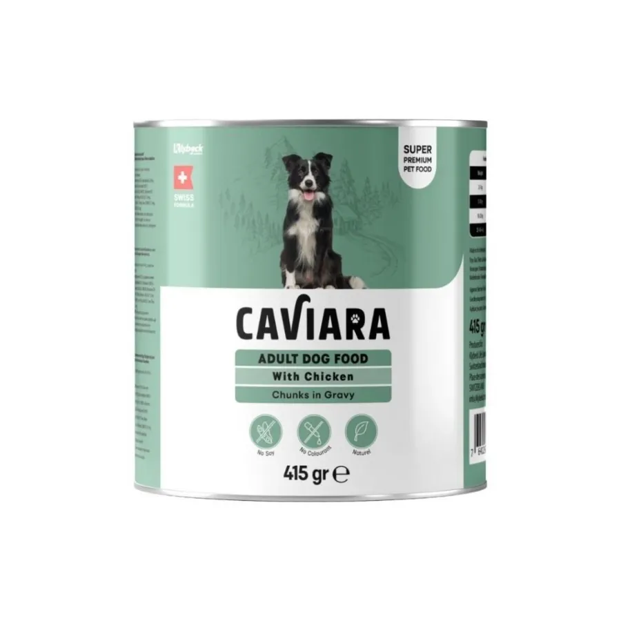 Caviara Sos İçinde Parçacıklı Tavuklu Yetişkin Köpek Konservesi 415 Gr