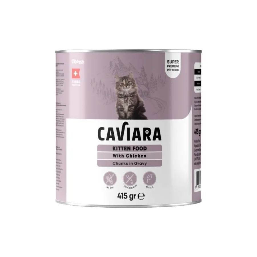 Caviara Sos İçinde Et Parçacıklı Tavuklu Yavru Kedi Konservesi 415 Gr