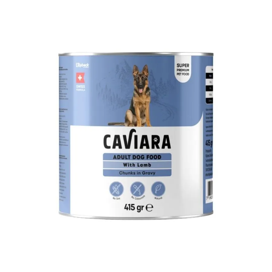 Caviara Sos İçinde Et Parçacıklı Kuzu Etli Yeişkin Köpek Konservesi 415 Gr