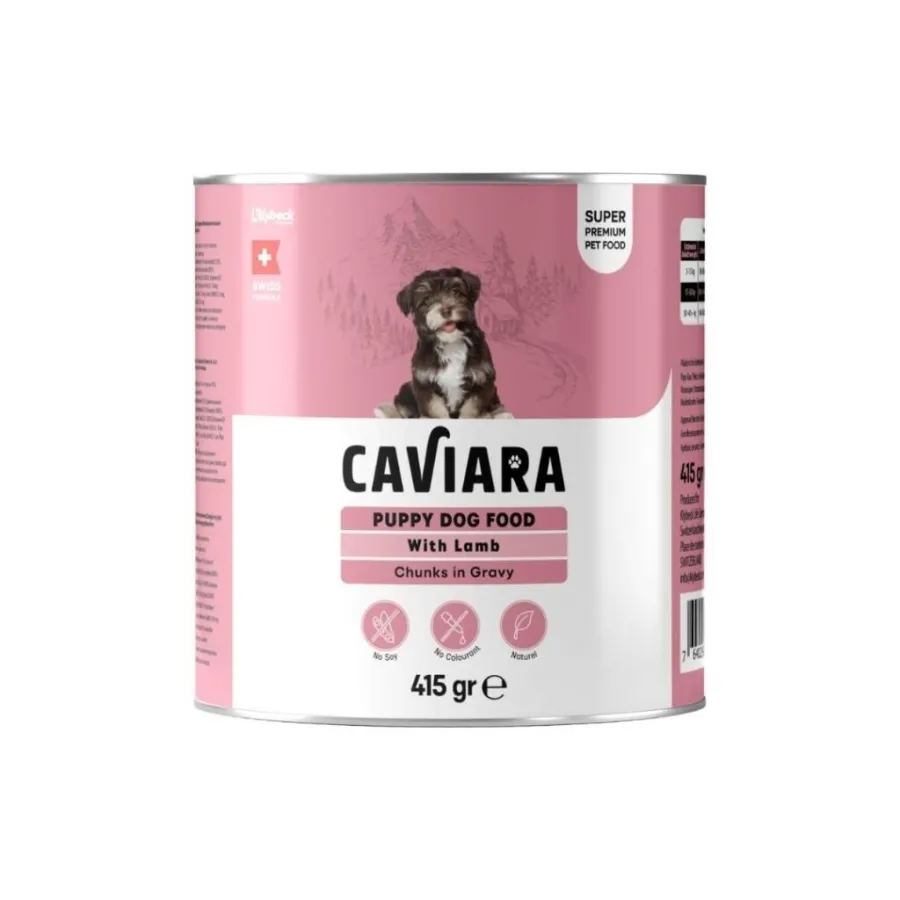 Caviara Sos İçinde Et Parçacıklı Kuzu Etli Yavru Köpek Konservesi 415 Gr