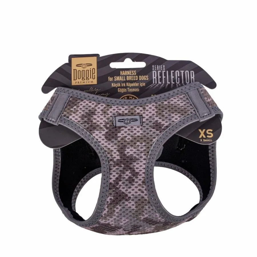 Doggie Havalı Dokuma Reflektör Serisi Küçük Irk Göğüs Tasması Kamuflaj Xs-30-34Cm