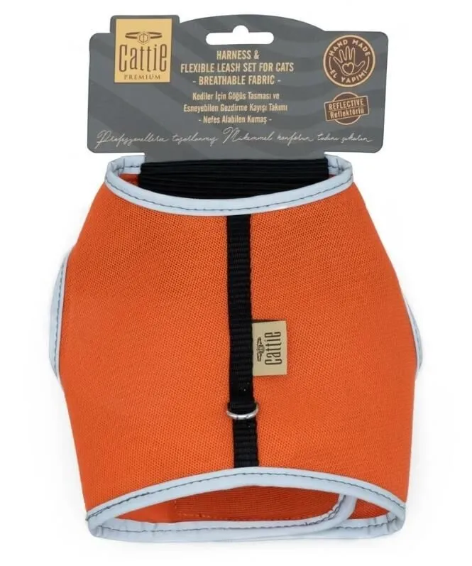 Cattie Havalı Dokuma Kedi Göğüs & Gezdirme Takımı Bej 1X20-30Cm