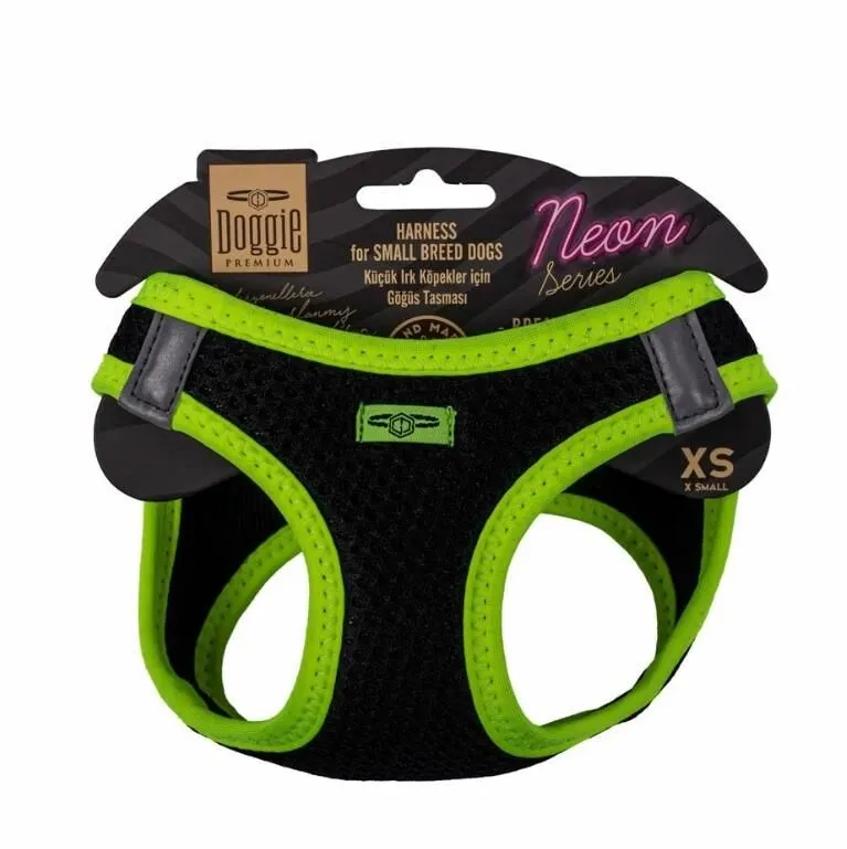 Doggie Havalı Dokuma Neon Serisi Küçük Irk Göğüs Tasması Sarı Xs-30-34Cm