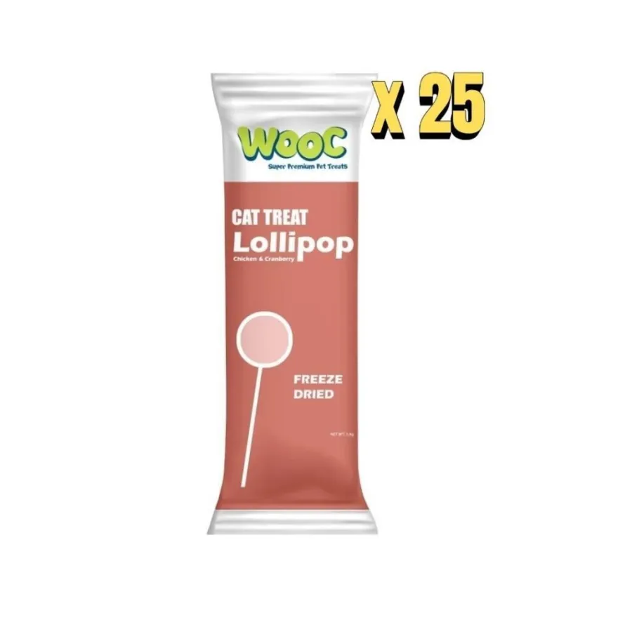 Wooc Lolipop Tavuk ve Kızılcıklı Kedi Ödülü 1.4 Gr - 25'li Paket