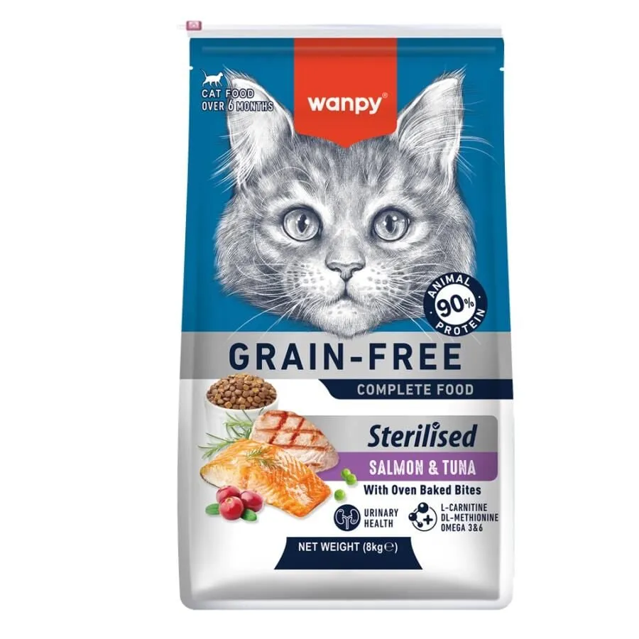 Wanpy Tahılsız Somon Tuna Kısırlaştırılmış Kedi Maması 8 kg