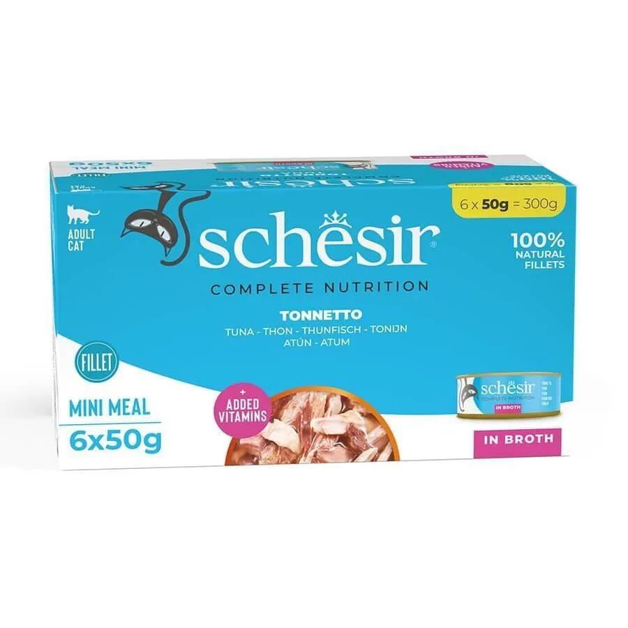 Schesir Tam ve Dengeli Ton Balıklı Pişirme Suyunda Kedi Konservesi Multipack 6x50g