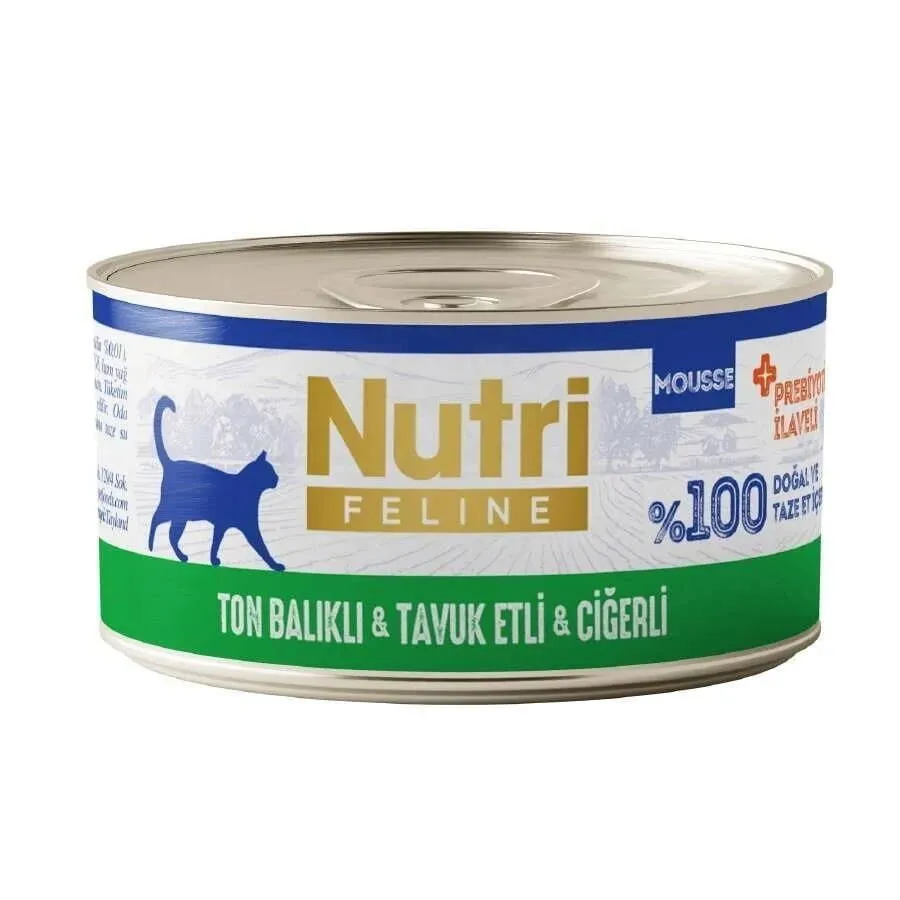 Nutri Feline Ton, Tavuk ve Ciğerli Tahılsız Kedi Konservesi 70 Gr