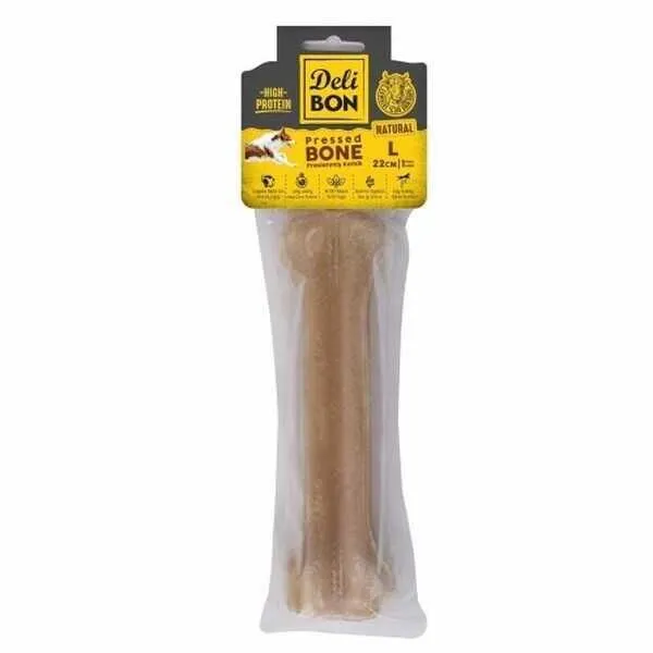 Delibon Natürel Deri Pres Kemik Köpek Ödülü 22 Cm Large