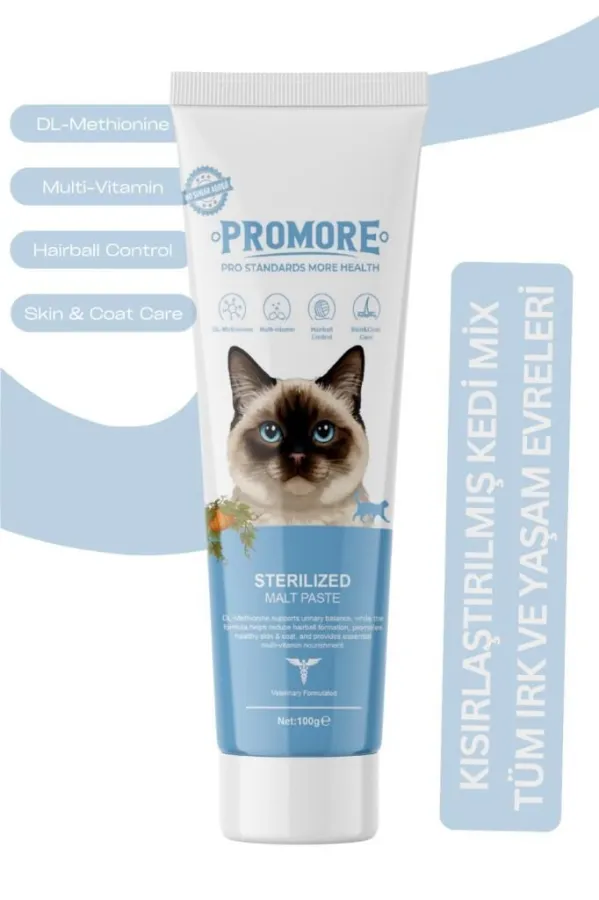 Promore Sterilized Malt Paste – Kısırlaştırılmış Kediler İçin Özel Malt Macunu 100gr