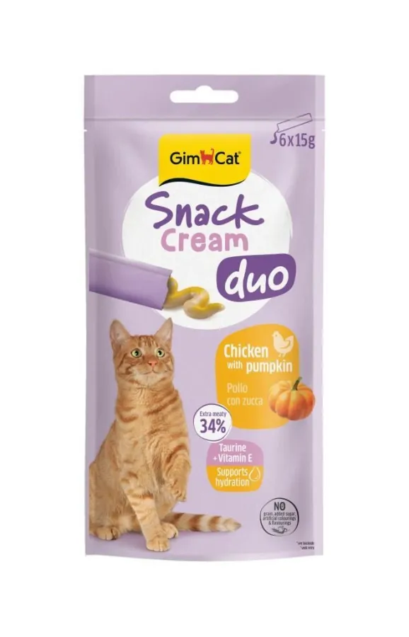 Gimcat Snack Cream Duo Tavuklu - Balkabaklı Kedi Ödülü 6x15gr