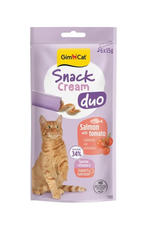Gimcat Snack Cream Duo Somonlu - Domatesli Kedi Ödülü 6x15gr