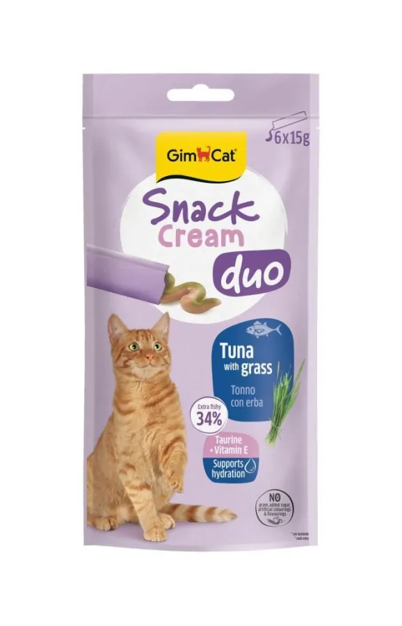 Gimcat Snack Cream Duo Ton Balıklı - Kedi Otlu Kedi Ödülü 6x15gr