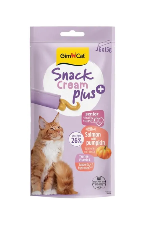 Gimcat Snack Cream Senior Somonlu - Balkabaklı Kedi Ödülü 6x15gr