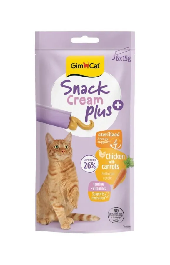 Gimcat Snack Cream Sterilised Tavuklu - Havuçlu Kedi Ödülü 6x15gr
