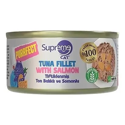 Supreme Cat Ton Balıklı ve Somonlu Tiftiklenmiş Yetişkin Kedi Konservesi 70 Gr