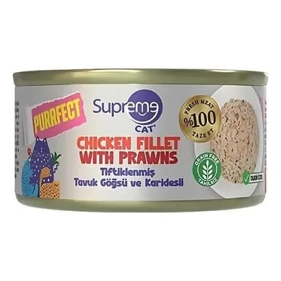 Supreme Cat Premium Tavuk Göğsü ve Karidesli Tiftiklenmiş Yetişkin Kedi Konservesi 70 Gr
