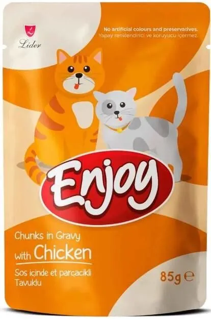 Enjoy Sos İçinde  Parçacıklı Tavuklu  Kedi Pouch Yaş Maması 85 Gr