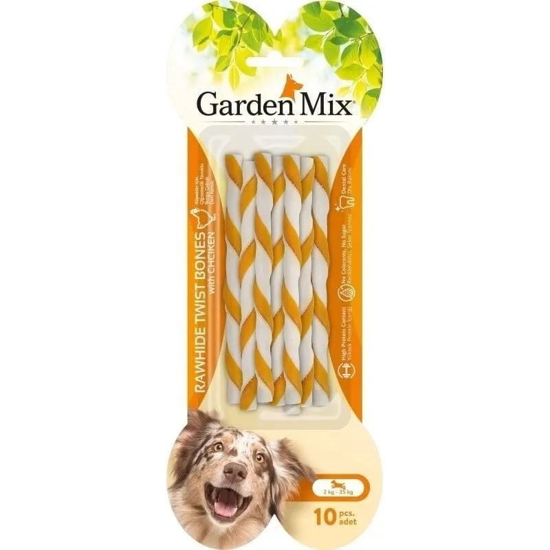 Garden Mix Tavuklu Burgu Deri Çubuk – 10’lu (Twist Bones)
