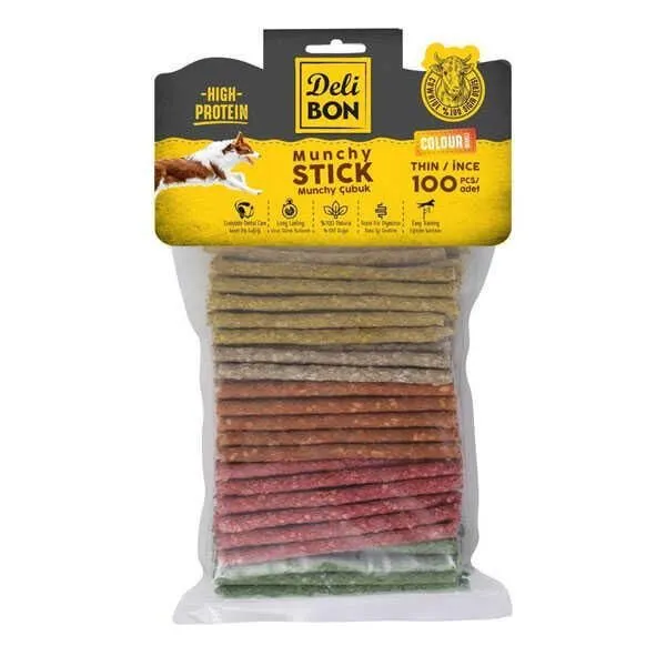 Delibon Deri Munchy Çubuk İnce Boy 100 Lü Paket Karışık Renk İncex100Ad.