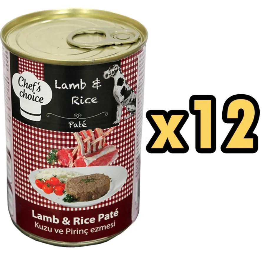 ChefsChoice Kuzulu Pirinçli Ezme Köpek Konserve Maması 400 Gr 12 Adet
