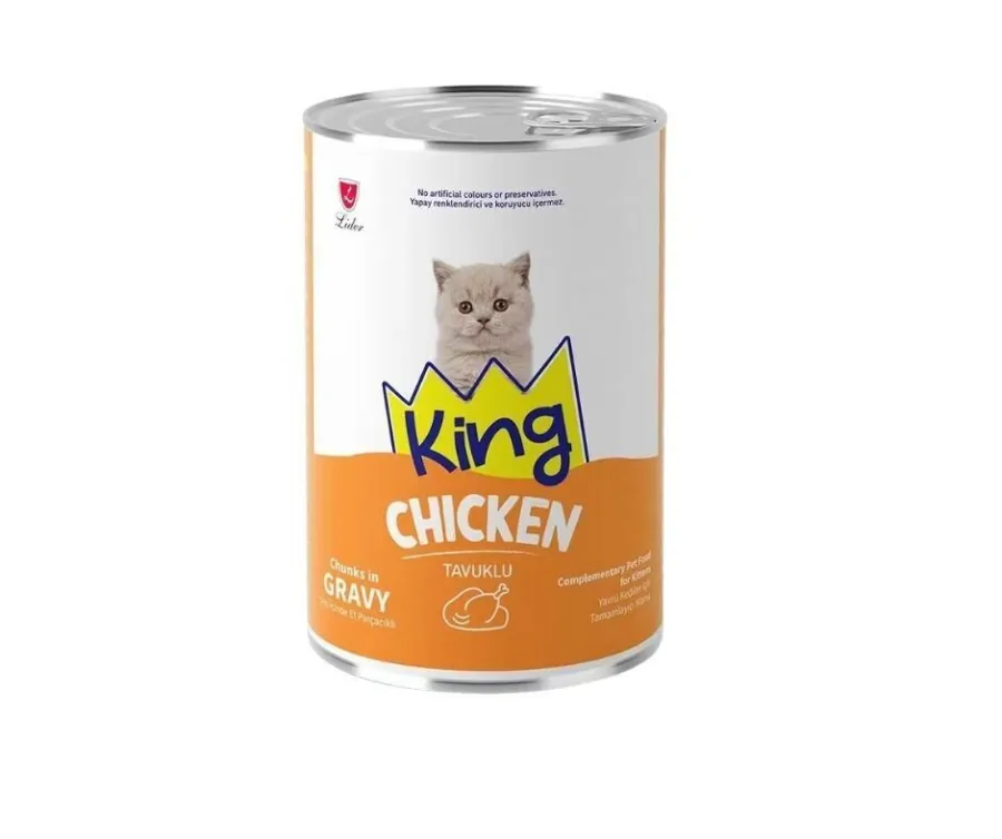 King Sos İçinde Et Parçacıklı Tavuklu Yavru Kedi Konservesi 400 Gr