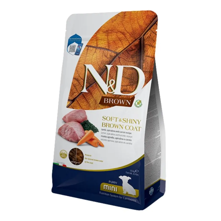 ND Brown Kuzu Eti Spirulina ve Havuçlu Yavru Köpek Maması 1,5 kg