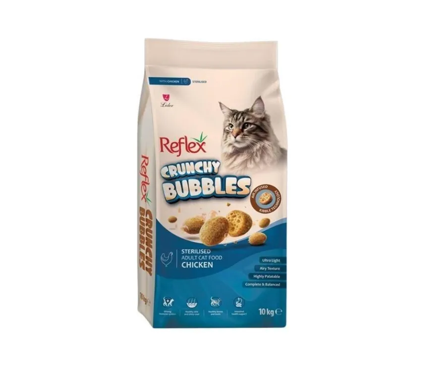 Reflex Crunchy Bubbles Tavuklu Kısırlaştırılmış Yetişkin Kedi Maması 10 KG