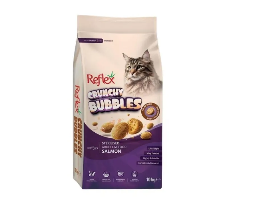 Reflex Crunchy Bubbles Somonlu Kısırlaştırılmiş Tavuklu Kedi Maması 10 kg