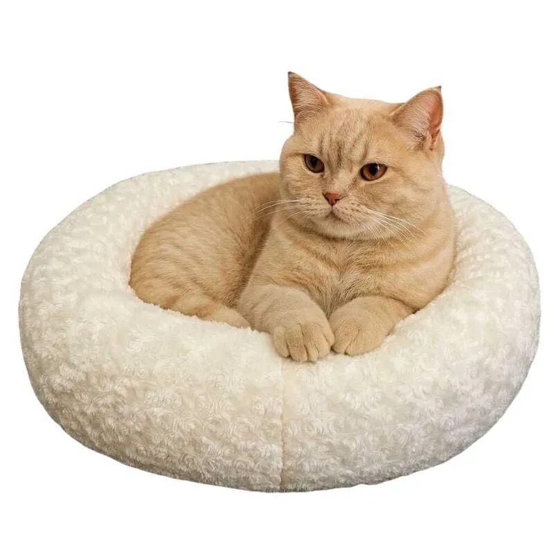 Petpretty Simit Yatak Peluş Beyaz 55*55 cm