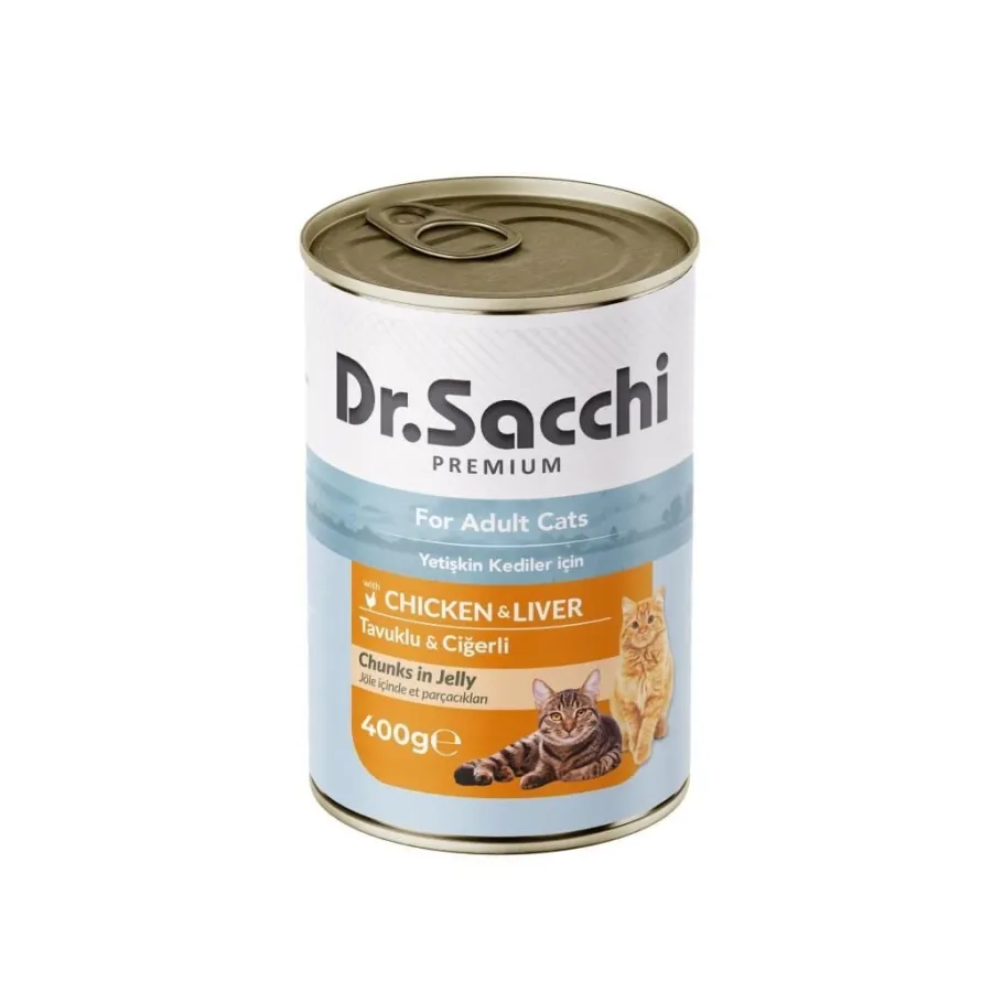 Dr. Sacchi Tavuklu Ve Ciğerli Yetişkin Kedi Konservesi 400 Gr