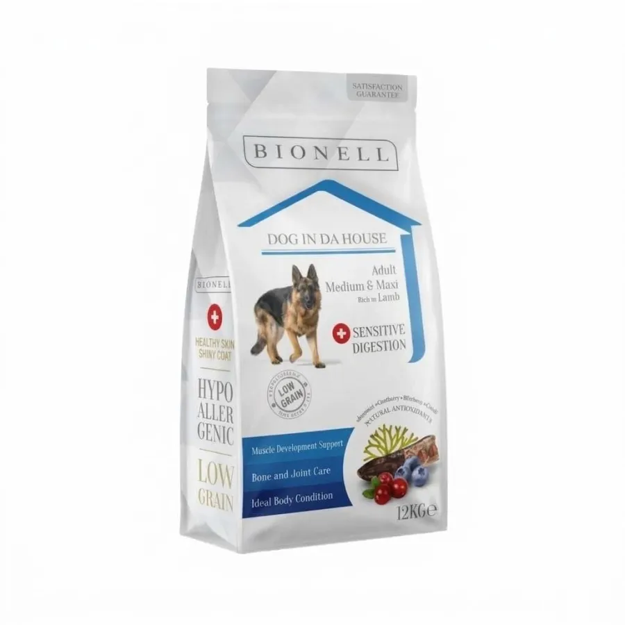 Bionell Orta ve Büyük Irk Kuzu Etli  Yetişkin Köpek Maması 12 kg