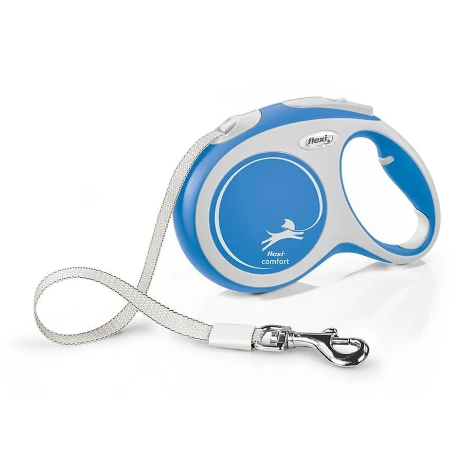 Flexi New Comfort Otomatik Şerit Köpek Gezdirme Kayışı 5m Medium Mavi