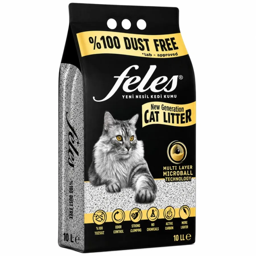 Feles Doğal Bentonit Kedi  Kumu 10 Lt