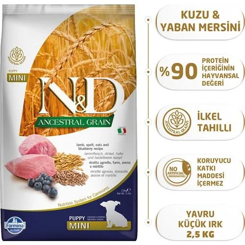 Nd Az Tahıllı Kuzulu Yavru Mini Köpek Maması 2,5 Kg