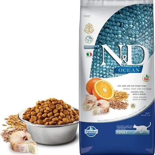 Nd Az Tahıllı Ocean Balıklı Portakallı Yetişkin Kedi Maması 5 Kg