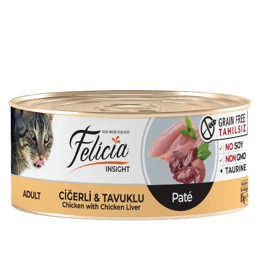 Felicia Tahılsız Ciğerli Tavuklu Kıyılmış Kedi Konservesi 85 Gr